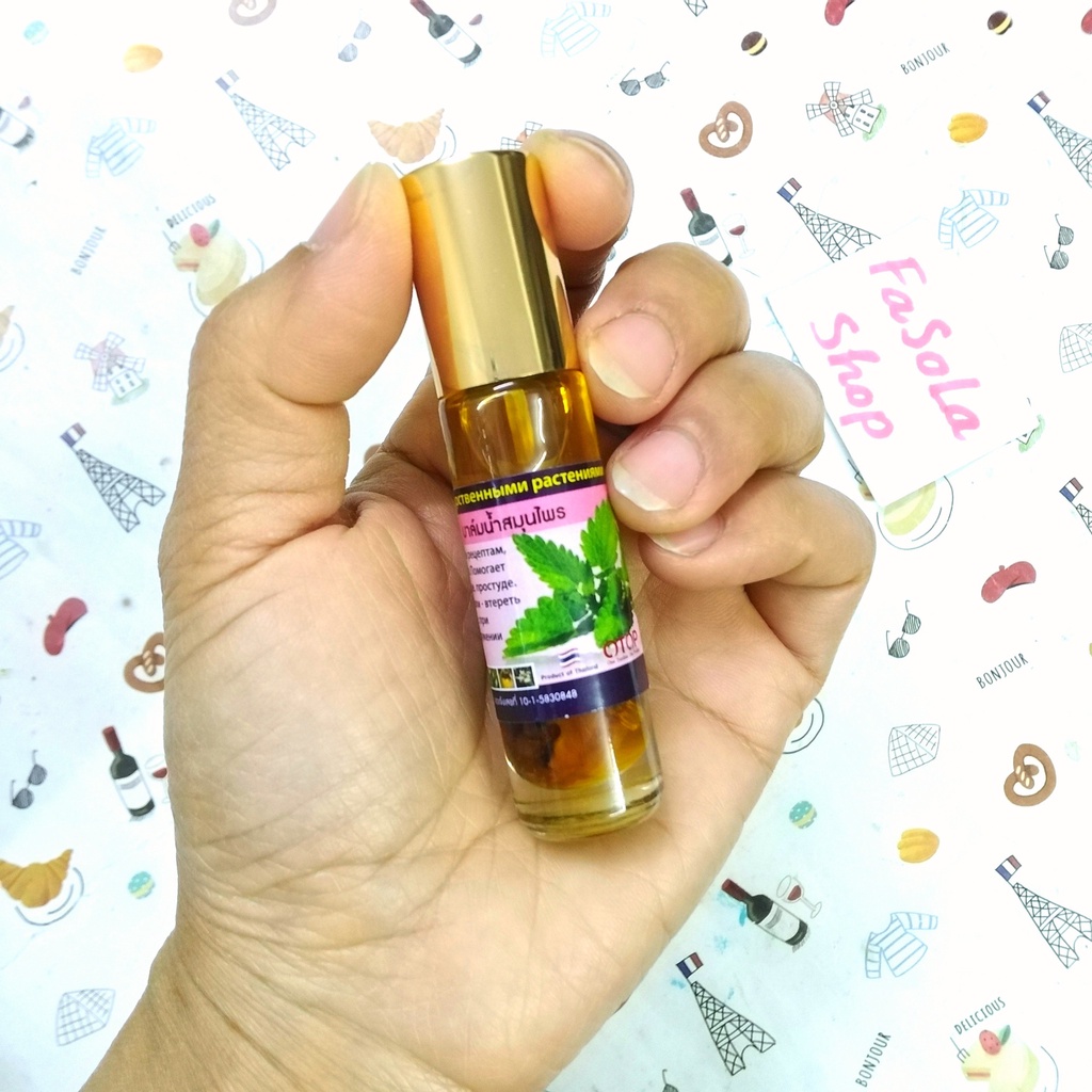 Dầu lăn thảo mộc OTOP 8ml Thái Lan lavender oải hương sả bergamot bưởi chanh bạc hà dứa đau đầu cảm mát xa massage