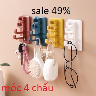 Móc Treo Đồ Dán Tường Đa Năng 4 Chấu Hình Cây Thông - Móc Treo Chìa Khóa, Vật Dụng, Quần Áo Tiện Lợi