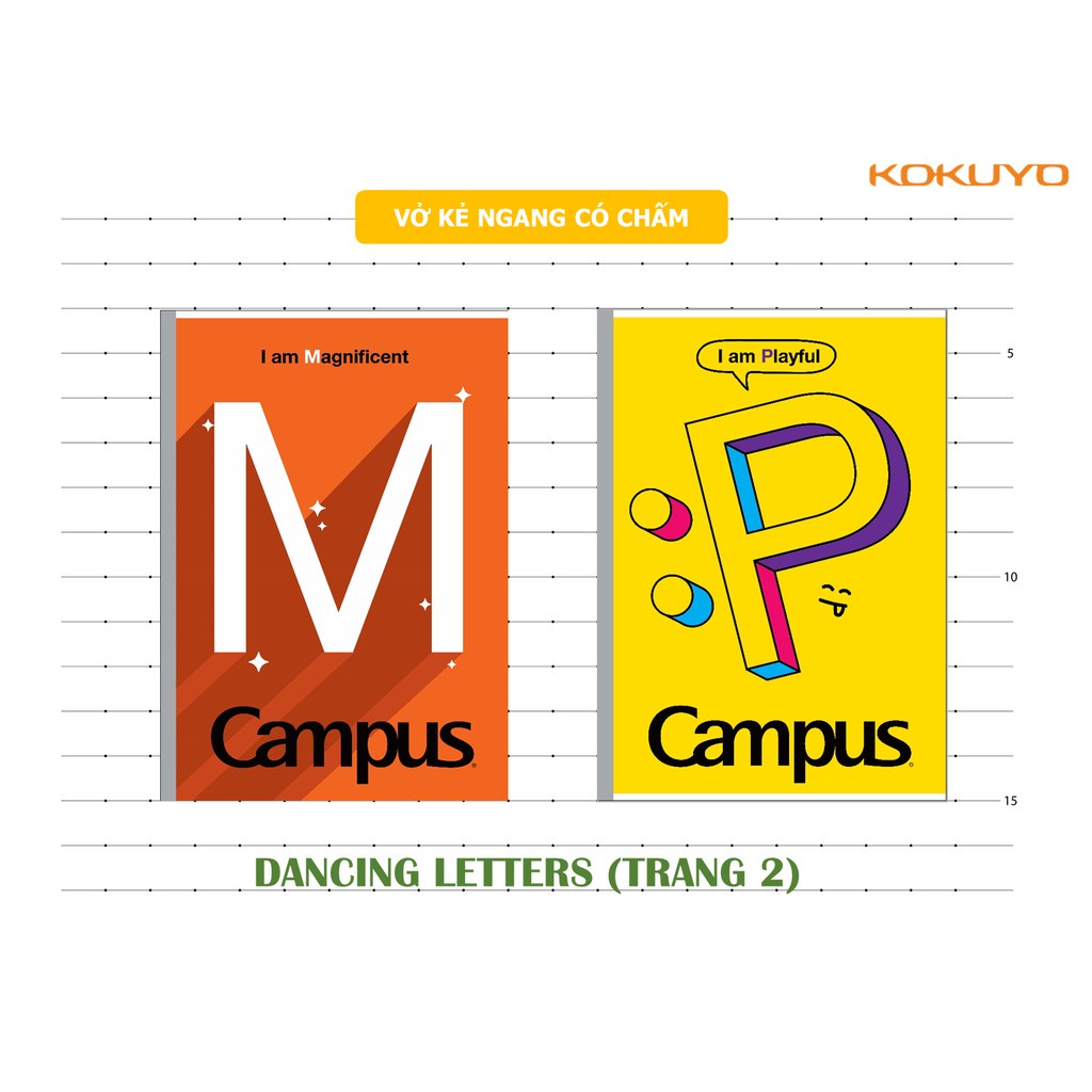 Vở CAMPUS kẻ ngang 80,120,200 tr DANCING LETTERS, tập kẻ ngang Campus