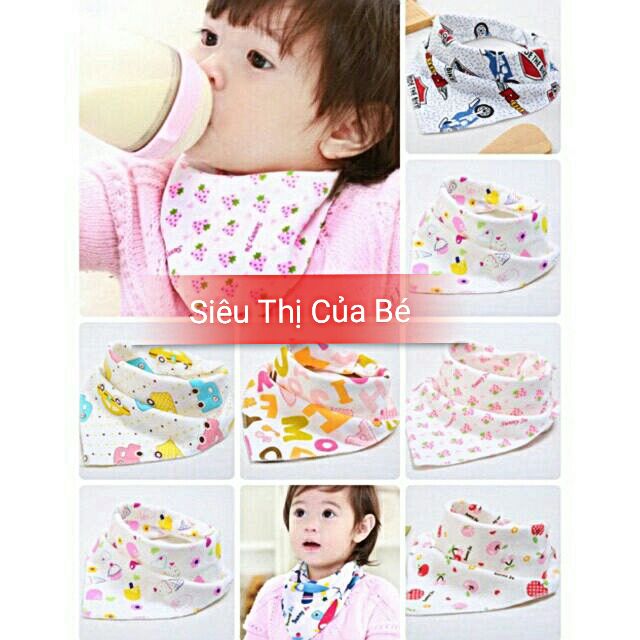 Set 3 yếm cotton tam giác in hình cho bé