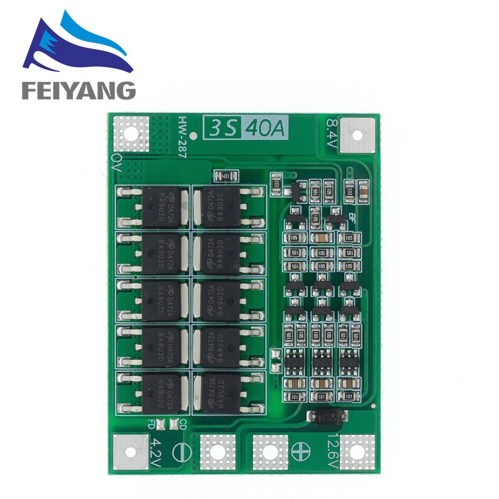 Bảng mạch bảo vệ pin Li-ion 3S/4S 40A 60A 18650 BMS 11.1V 12.6V/14.8V 16.8V