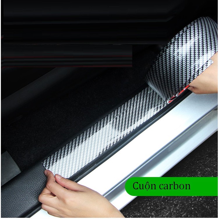 Cuộn carbon 1 mét - 2,5 mét bề ngang 3-5-7-10cm trang trí chống trầy xước ô tô xe hơi đa năng