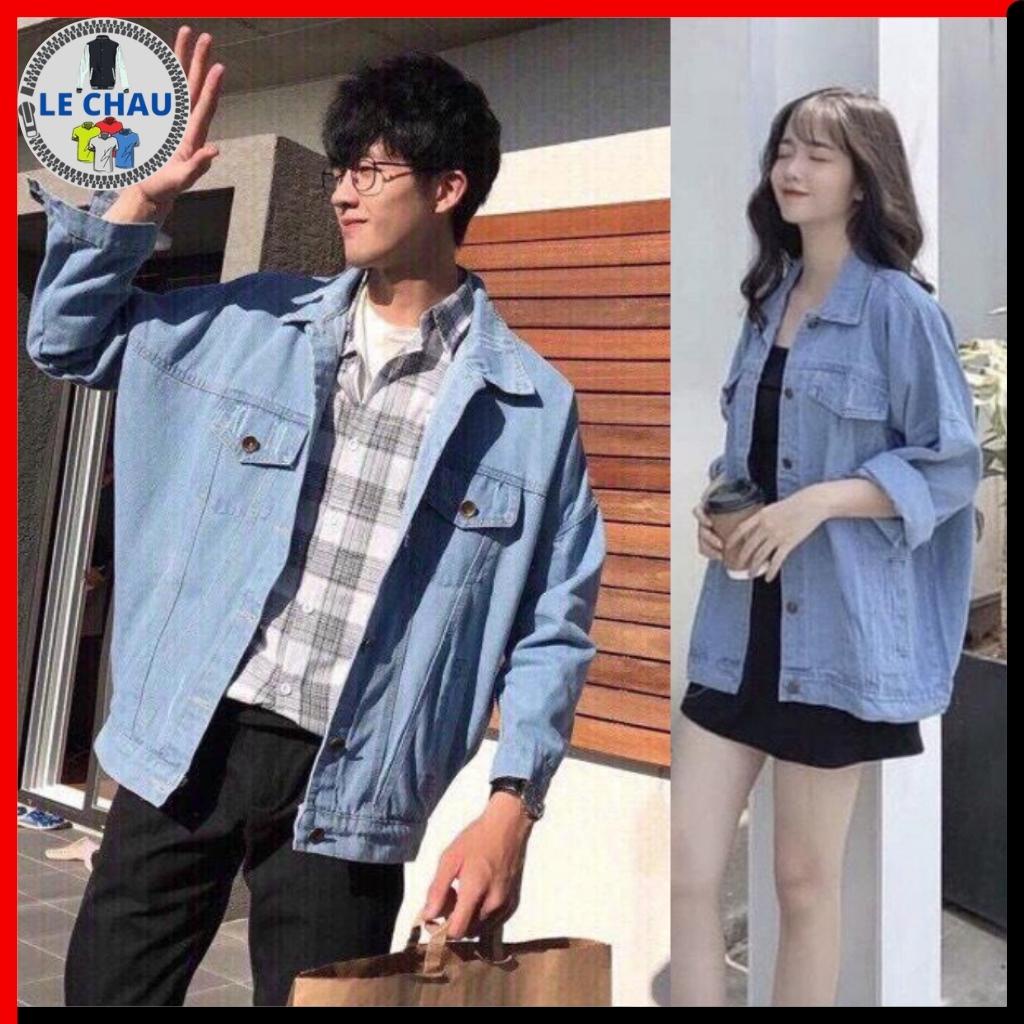 Áo khoác Jean unisex,áo khoác chống nắng LECHAU AKJ02 trơn cá tính