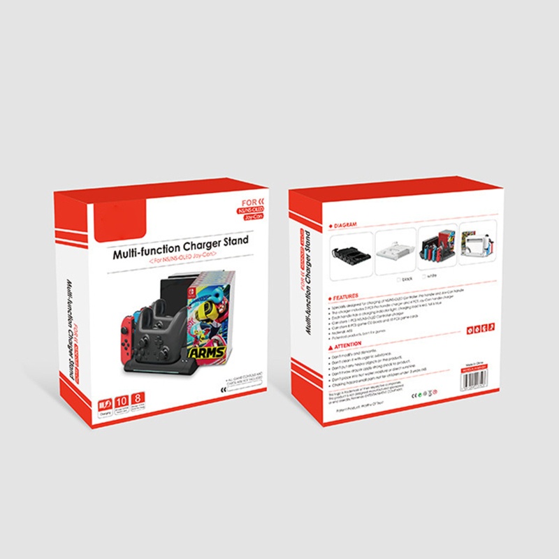 Bộ Đế Sạc 6 Cổng OLED Kèm 8 Khe Cắm Cho Tay Cầm Chơi Game Switch