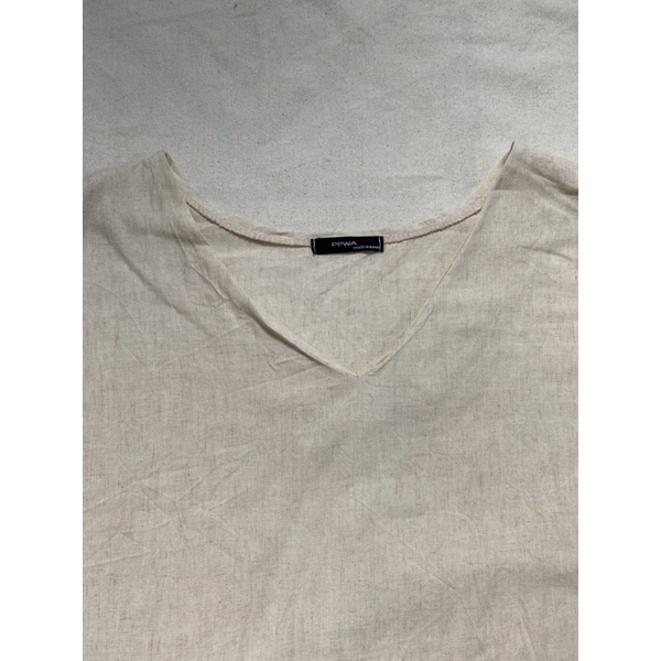 Đầm be linen form rộng