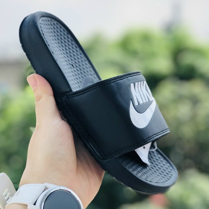 Dép unisex 𝐍𝐈𝐊𝐄 ❤️FREESHIP + Hộp❤️ nike nk quai ngang thể thao nam nữ mk in đen trắng QC, tem tag mac đây đủ