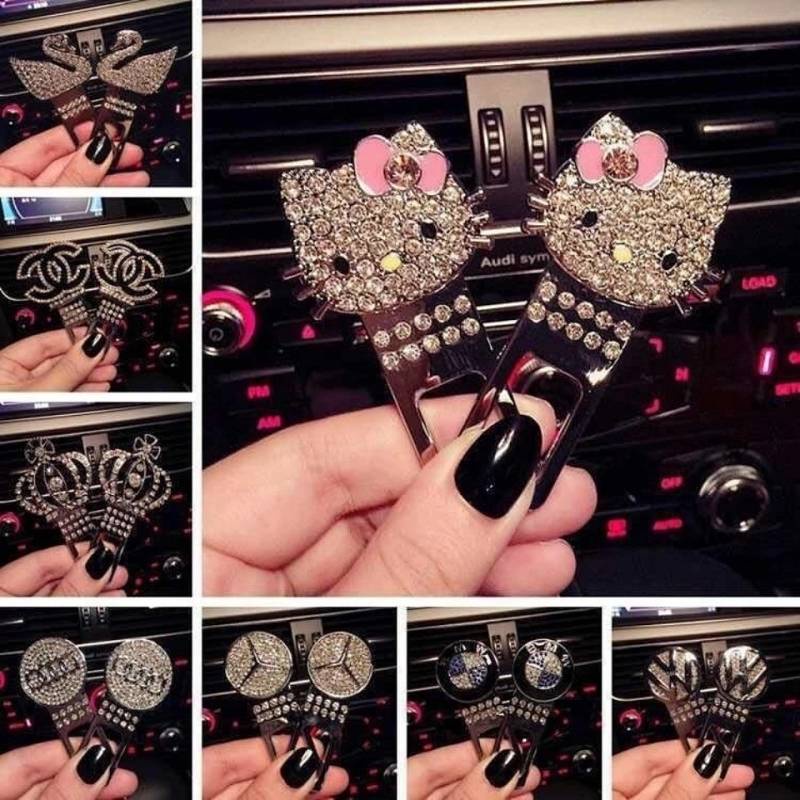 Chốt Khóa Dây Đai An Toàn Đính Kim Cương Giả Thời Trang Cho Xe Hơi
