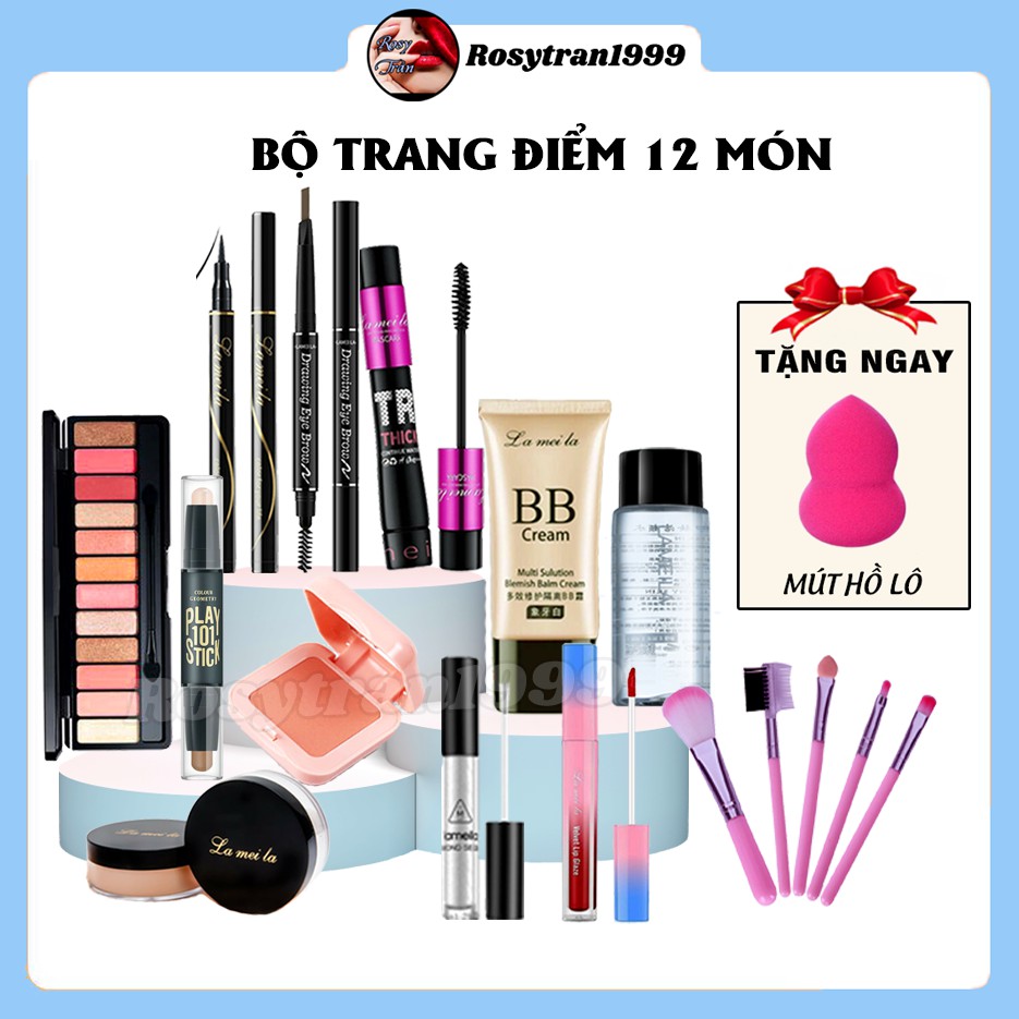 Bộ trang điểm Lameila 12 món Kem BB, Phấn phủ, Phấn mắt, Mascara, Chì kẻ mày, Bút dạ kẻ mắt, Son kem, Má Hồng..... | BigBuy360 - bigbuy360.vn