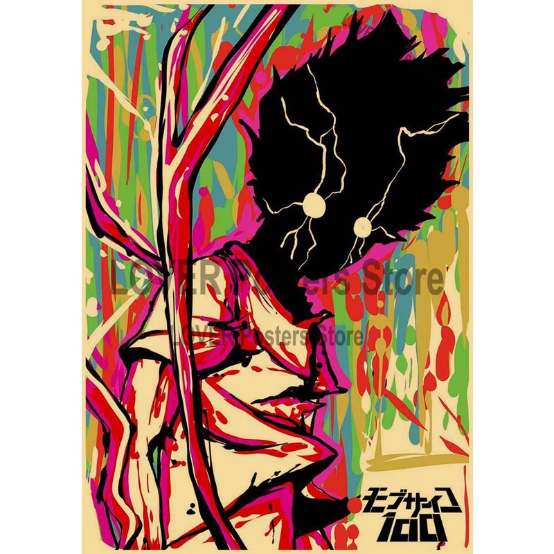 Bộ 100 Tấm Poster Hình Nhân Vật Hoạt Hình Mob Psycho Cổ Điển