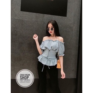 Áo bo eo bệt vai