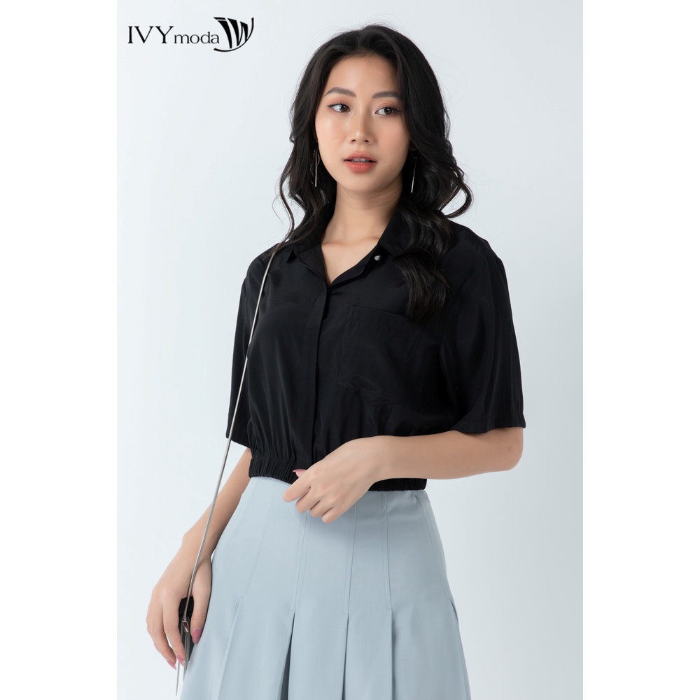Áo croptop nữ cổ đức IVY moda MS 16M6652
