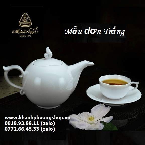 bộ ấm trà Mẫu Đơn sứ Minh Long - bộ ấm trà Mẫu Đơn trắng sứ Minh Long