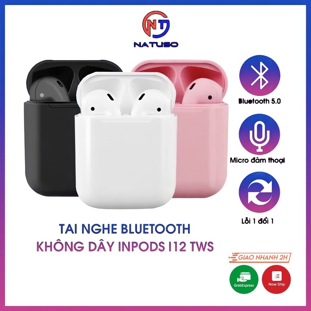 Tai nghe bluetooth không dây Inpods i12 TWS nút cảm ứng âm thanh HIFI có mic đàm thoại