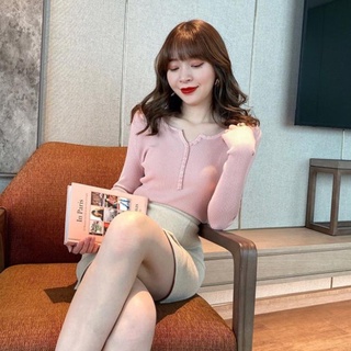 Áo len chui đầu cúc ngực phong cách hàn quốc