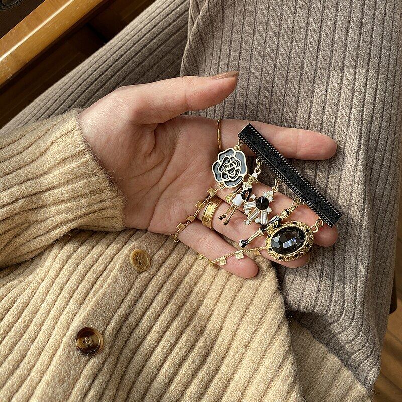 Trâm Cài Áo Hình Hoa Trà Đính Ngọc Trai Phong Cách Pháp Thời Trang Sang Trọng