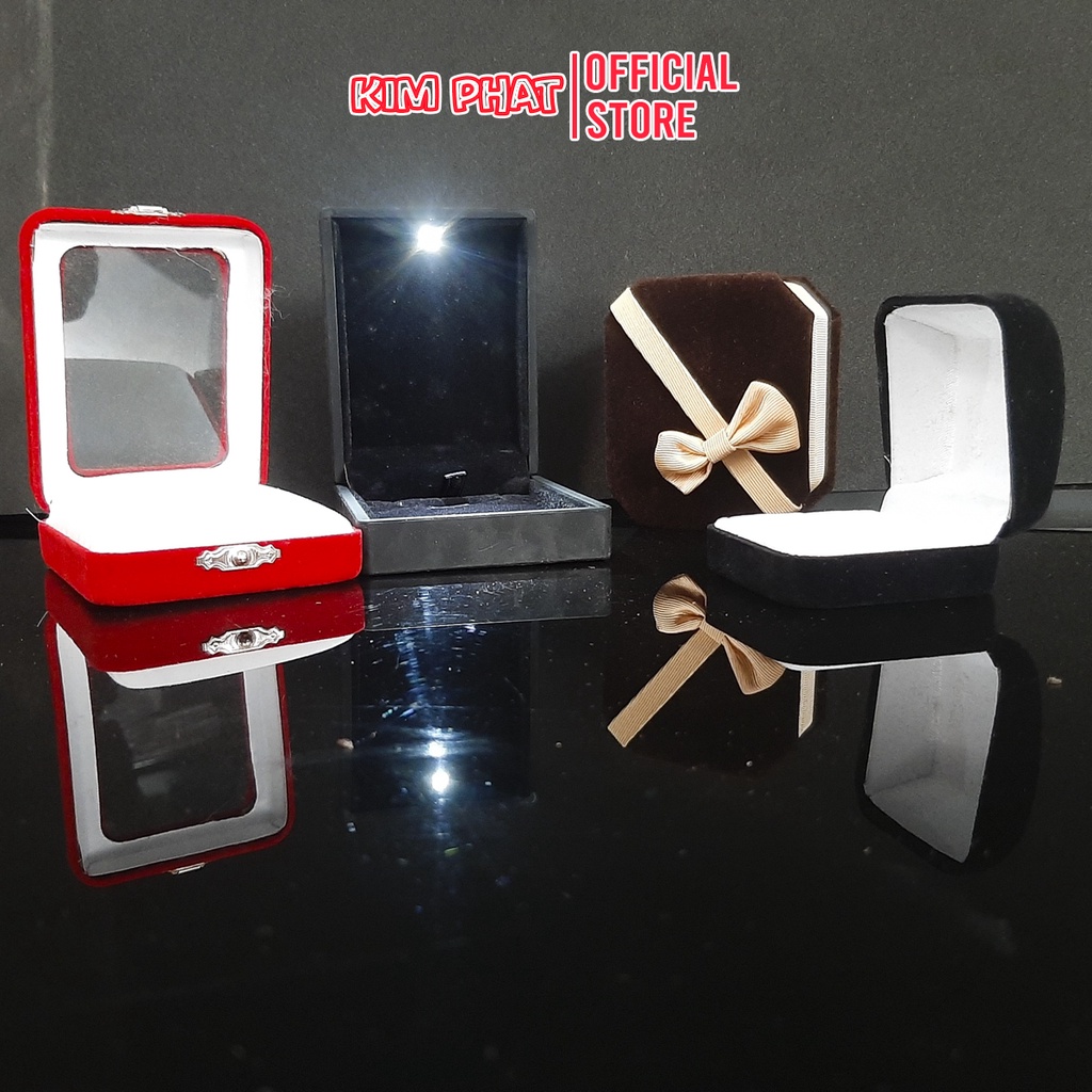 Hộp đựng nhẫn dây chuyền bông tai trang sức bọc nhung các loại