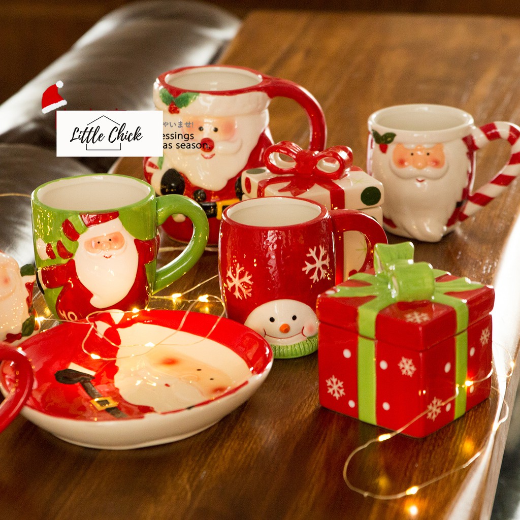 Ly sứ cốc cà phê Noel trang trí xinh #littlechickhome #merrychristmas