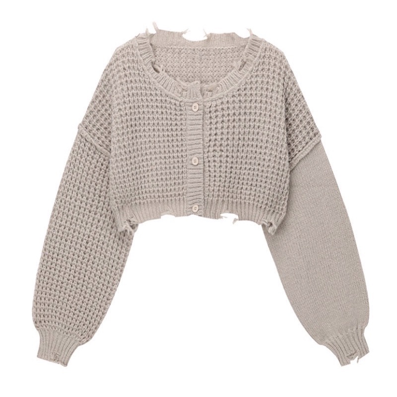 Áo Cardigan dài tay dệt kim lưới cổ chữ V dáng rộng mùa xuân dành cho nữ