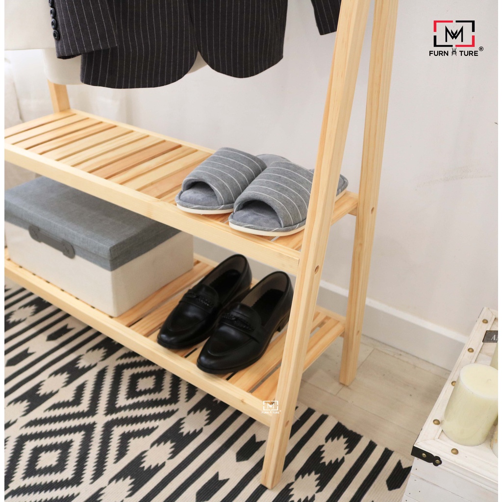 Combo giá treo quần áo 2 tầng và kệ đa năng 5 tầng thương hiệu MW FURNITURE