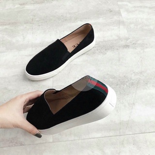( ảnh thật ) Slip on da lộn kẻ gót