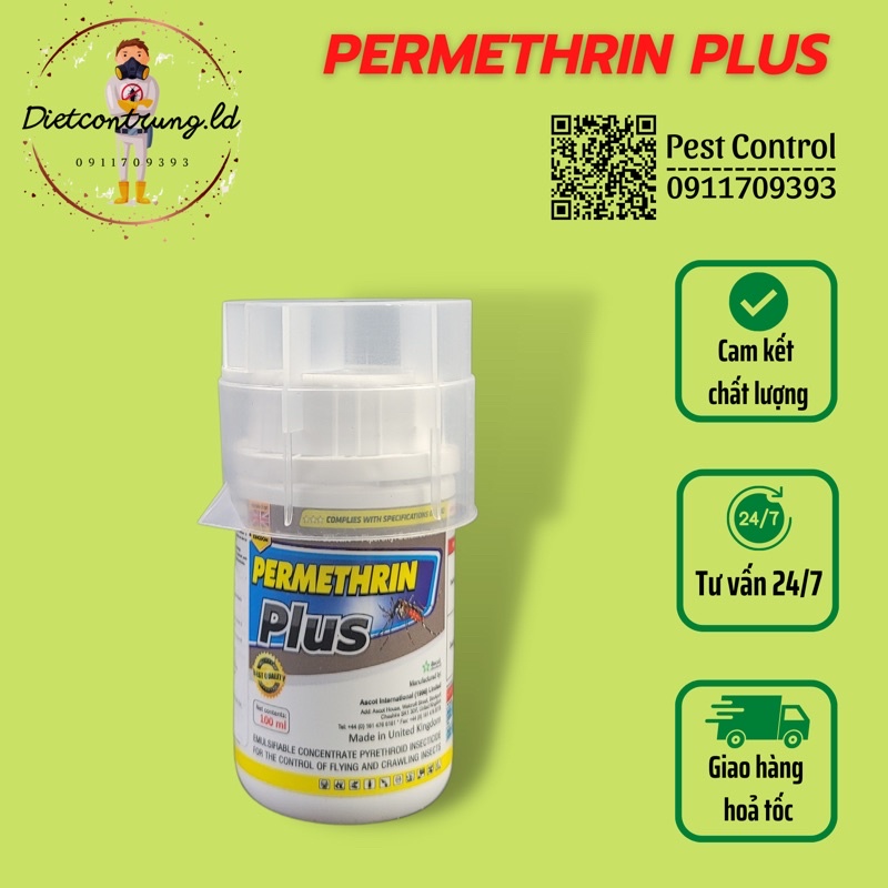 PERMETHRIN PLUS / Thuốc diệt muỗi(chai 100ml) - Nhập khẩu chính hãng Anh Quốc