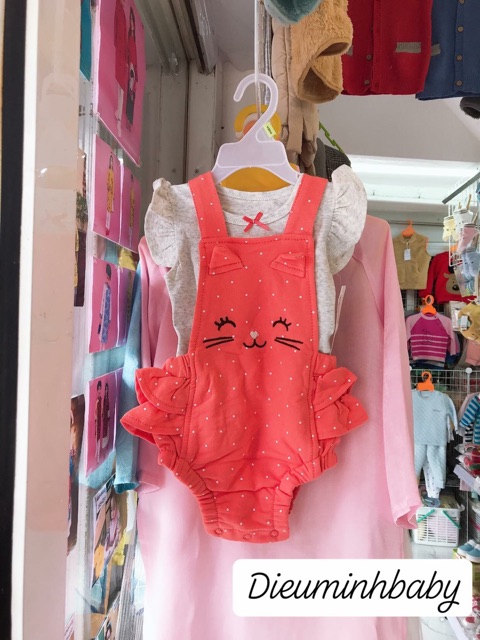 THANH Lý Set quần áo Yếm Mèo xinh xuất dư 3m,6m,9m,12m,18m