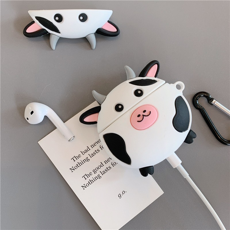 ☘️Tặng kèm móc☘️ Case bao Airpod 1 2 Bò sữa siêu đáng yêu - Vỏ bọc Cover đựng tai nghe không dây