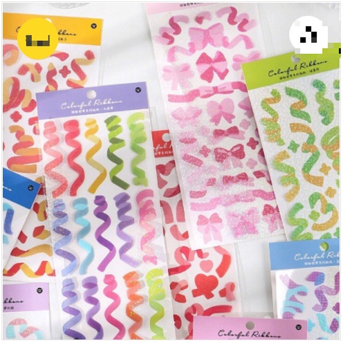 [Hàng mới về] Sticker Nơ kim tuyến Chuyển màu đậm nhạt color ribbon In Feel Me dán trang trí sổ tay