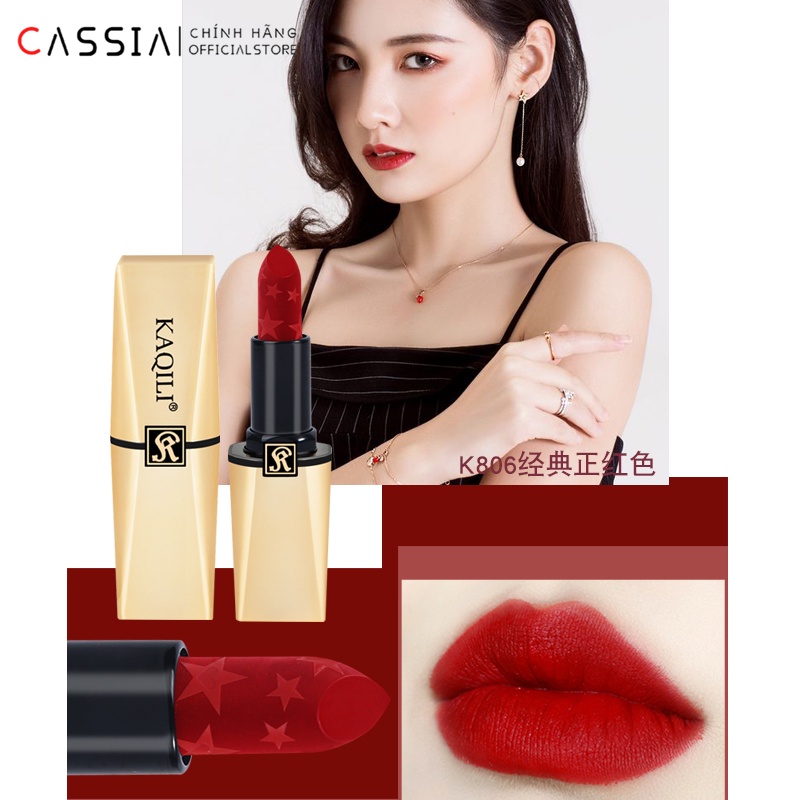 Son Lì Nội Địa Trung Vỏ Vàng Lâu Trôi, Matte Lipstick Mịn Mượt , Son Kem Lì Chất Nhung 4 Màu Rực Cháy KAQILI