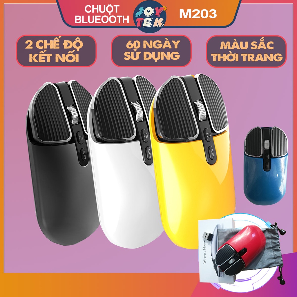 Chuột không dây M203 chế độ kép bluetooth 5.1 + 2.4ghz Wireless 2.4G dùng cho bị điện thoại, máy tính bảng, lapto