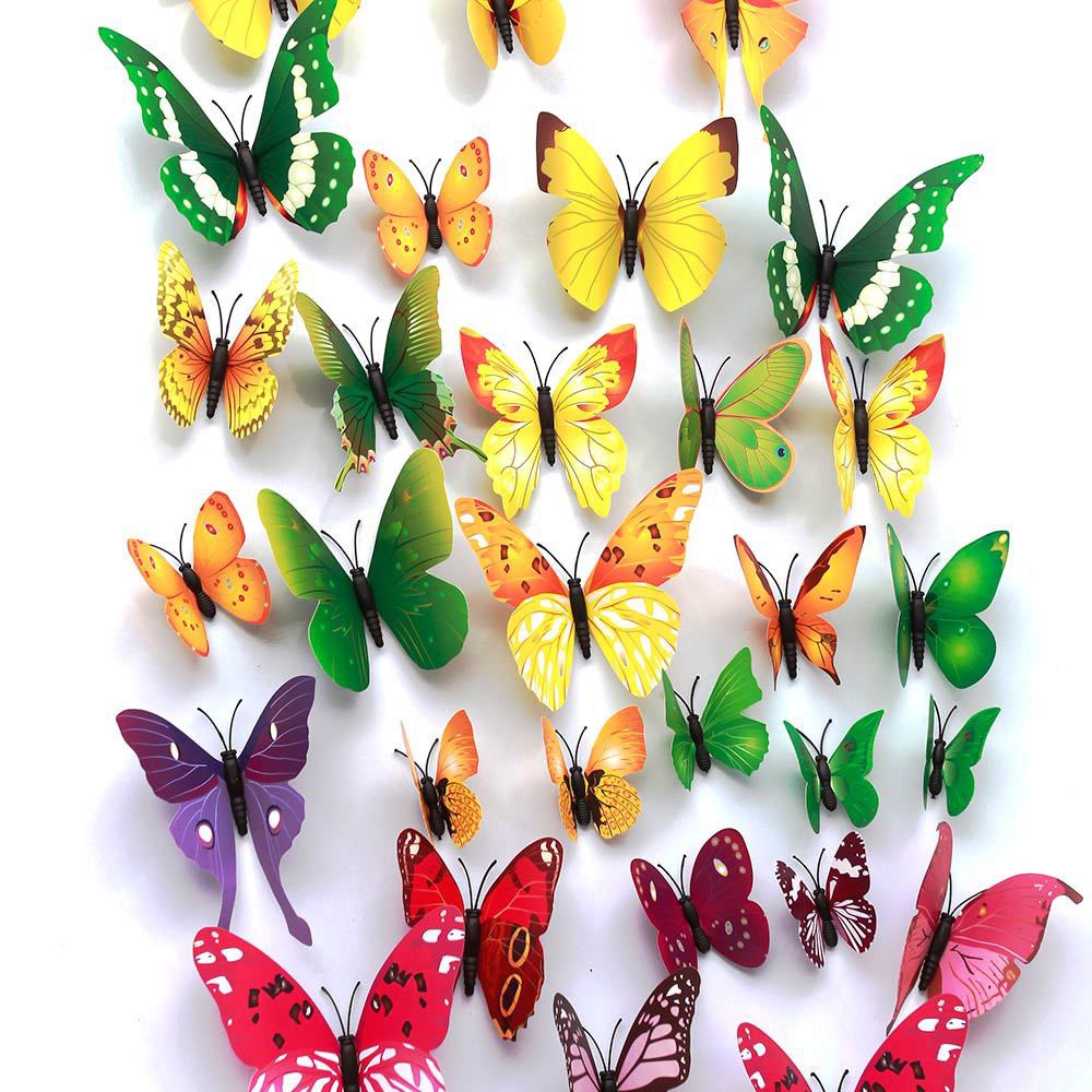Hình dán con  bướm 🦋 Siêu Hot 🦋 Mô phỏng ba chiều Miếng dán tường bằng nhựa từ tính PVC trang trí nội thất