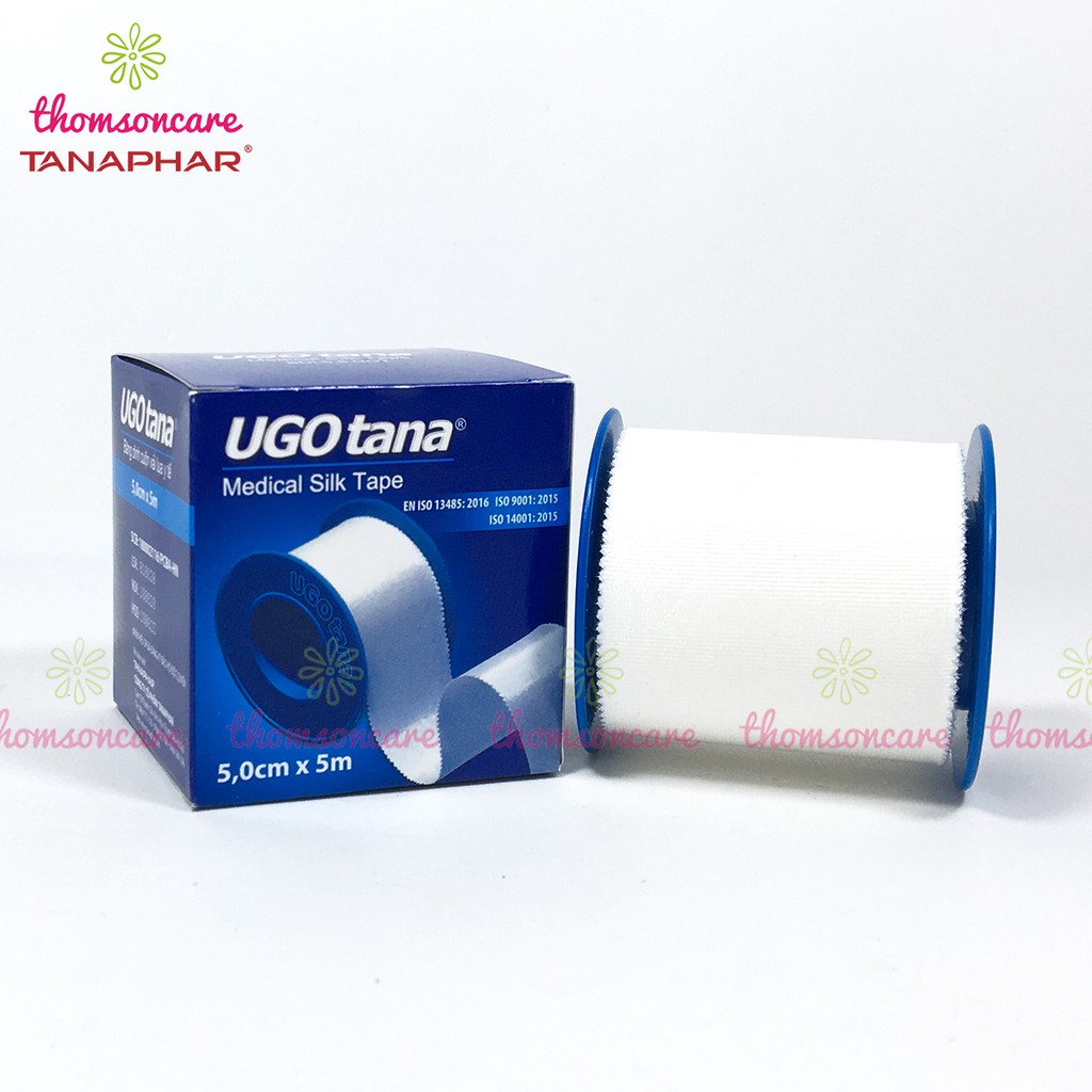 Băng dính vải y tế Ugotana 5cm x 5m, băng keo lụa mềm, sơ cứu vết thương