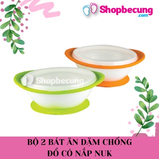 BỘ 2 BÁT ĂN DẶM CHỐNG ĐỔ CÓ NẮP NUK