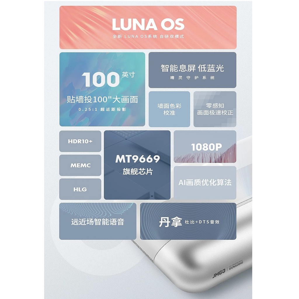 Máy chiếu gần thông minh JMGO 01 , độ sáng 800nits, FHD, tích hợp Android, nội địa TQ , Model ra mắt T4.2021