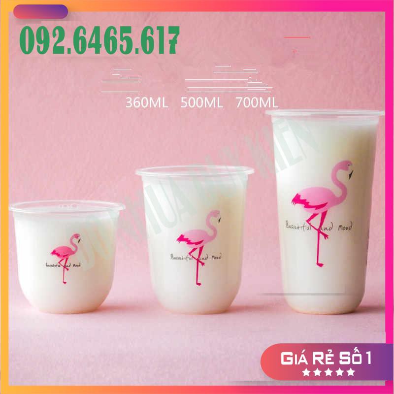 [NOWSHIP] 50 Cốc, Ly Nhựa Bầu 360ML Cốc Dùng 1 Lần Có Nắp Loại Đẹp  - Đựng Đồ Uống - Có Thể Dùng Được Màng Ép Ly