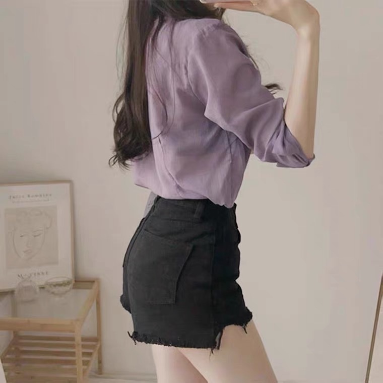 Áo sơ mi tay dài màu tím phong cách cá tính năng động_A7017