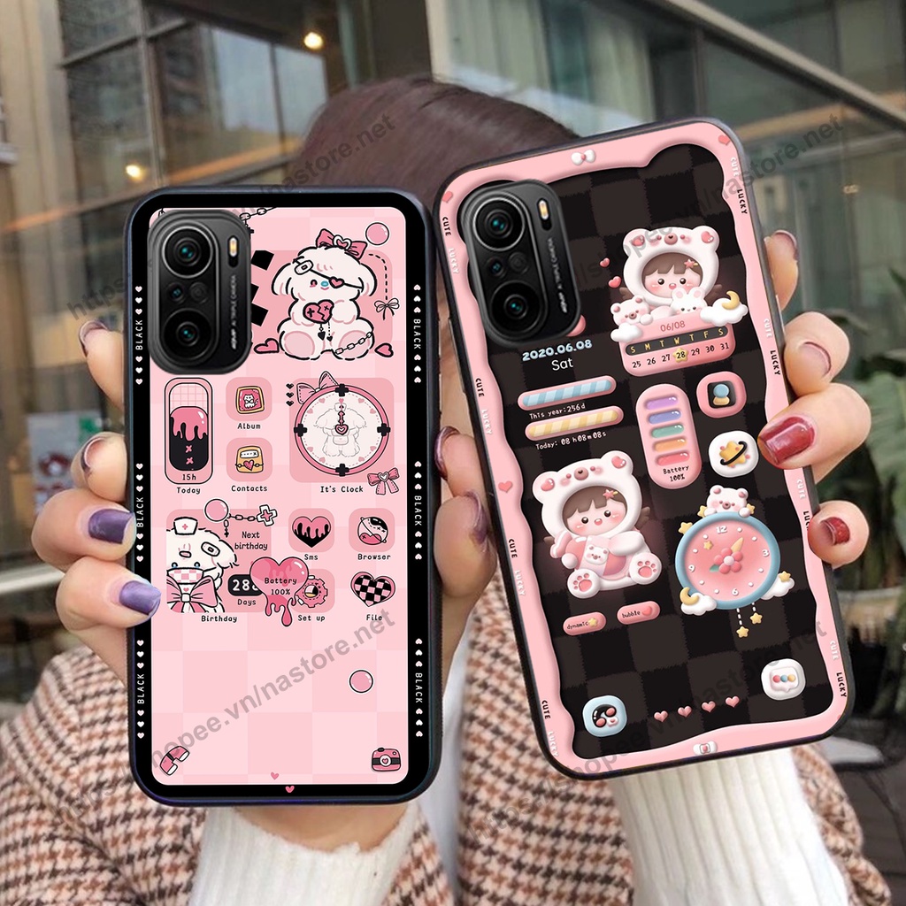 Ốp lưng Xiaomi Redmi K40 / K40 PRO / K40 GAMING / POCO F3 gấu, đồng hồ dễ thương cute giá rẻ