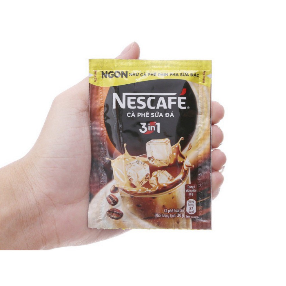 Cà Phê NESCAFÉ Hòa Tan 3in1 1 Hộp 10 Gói x 20g/gói FREE SHIP Cafe Nescafe Hòa Tan 3 Trong 1 Uống Liền Coffee Sữa Đá