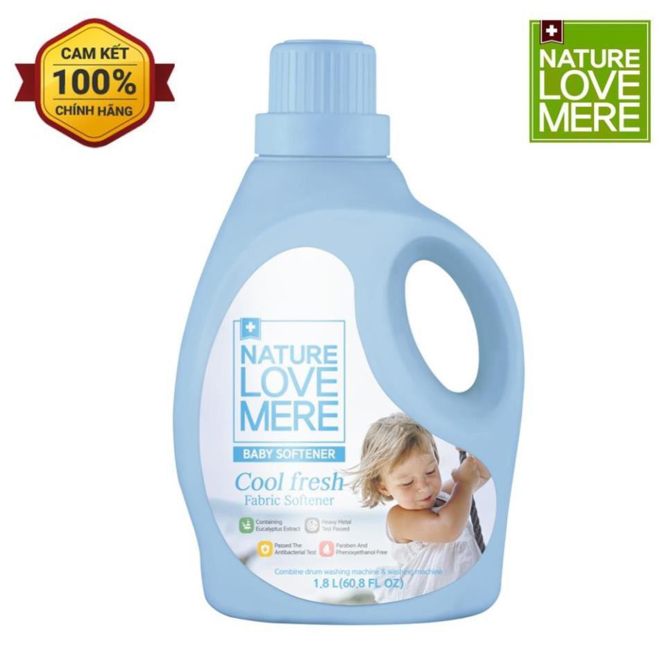 Nước xả Nature Love Mere hương là bạch đàn Cool Fresh chai 1.8L/ túi 1.3L