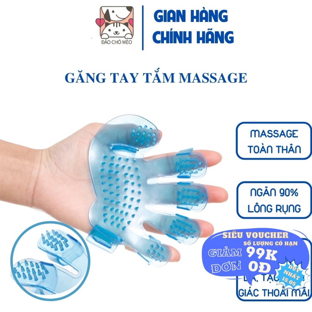 Găng Tay Tắm Cho Chó Mèo Chải Lông Rụng - Đảo Chó Mèo