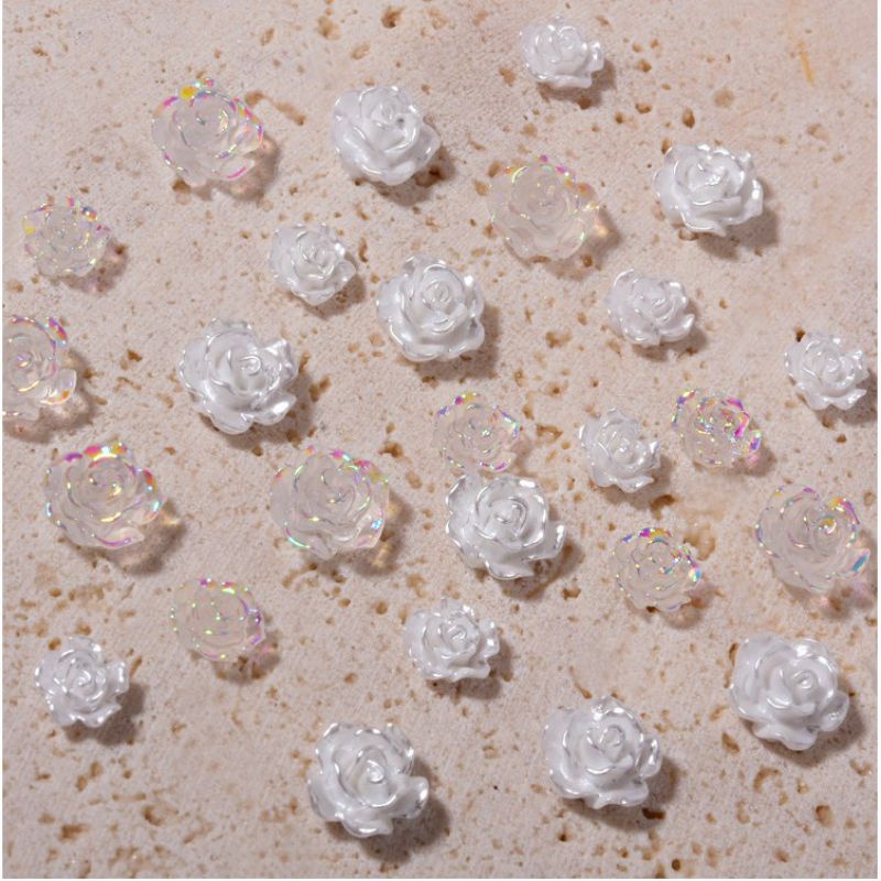 Set charm hoa hồng mix 2 màu 2 size 6mm 8mm