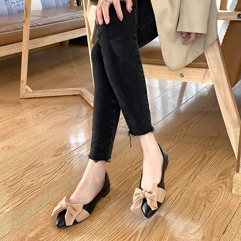 Giày búp bê IELGY đính nơ phong cách Anh Quốc xinh xắn dành cho nữ