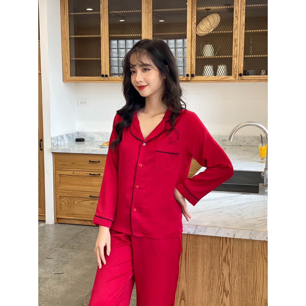 Bộ ngủ lụa tuyết nhung hàng VNXK