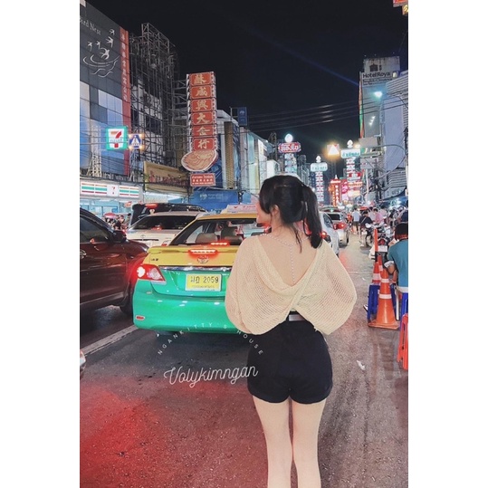 ⚡️ ÁO LEN XOẮN EO HỞ LƯNG MÀU BE m