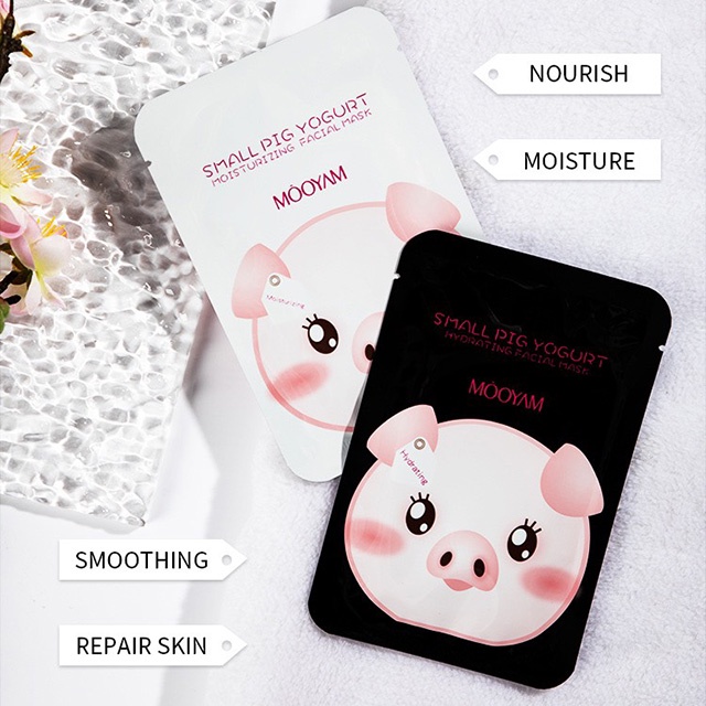 Lẻ Miếng Mặt Nạ Heo Trắng Đen MÔOYAM Small Pig Yogurt Tinh Chất Sữa Chua Dưỡng Da Cấp Ẩm