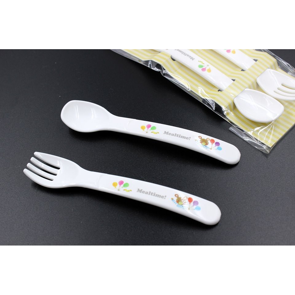 Set 2 thìa dĩa nhựa cho bé OSK Hàng Nhật