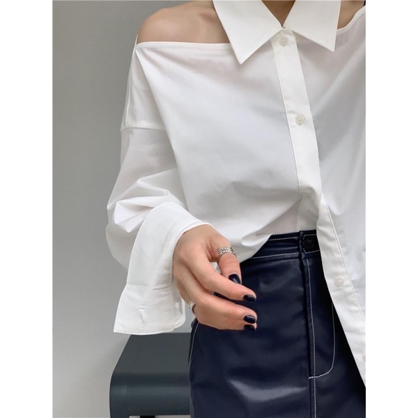 Áo sơ mi trắng khoét vai hàng quảng châu xịn