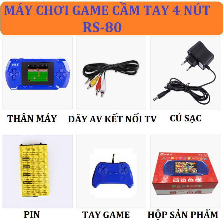 [HÀNG SẴN] Máy chơi game cầm tay RS-80 với 280 trò chơi-Tặng kèm thẻ chơi game 20 in 1