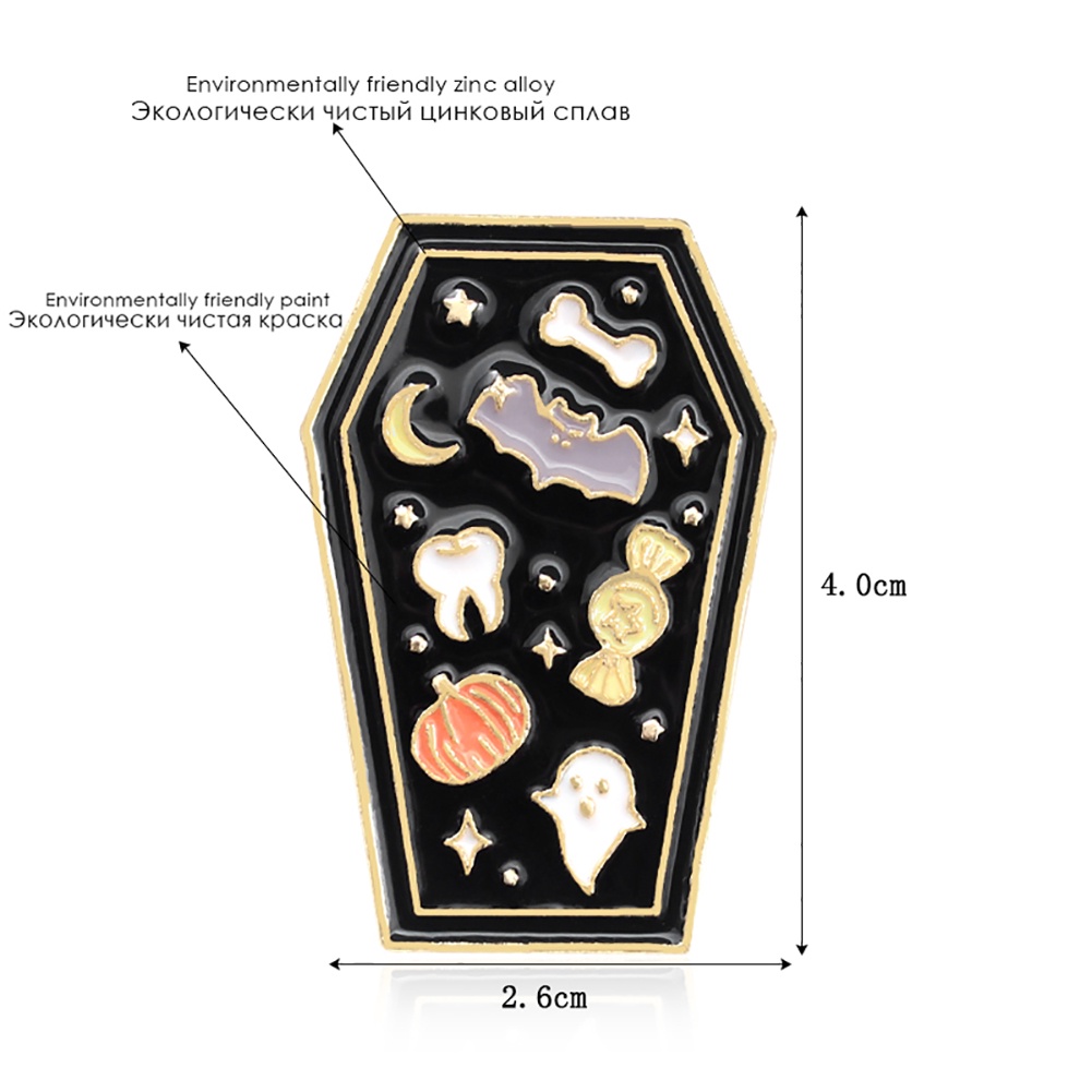 YOML✔Creative Coffin Enamel Brooch Pin Denim Jeans Badge Halloween Party Decoration