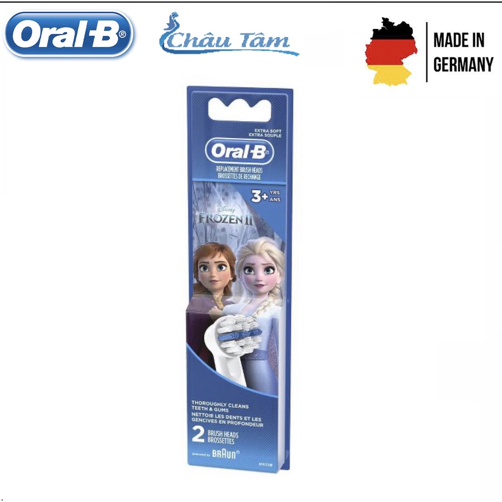Đầu bàn chải oralb - Vỉ 2 đầu bàn chải Oralb Braun cho bé ( Elsa) MADE IN GERMANY +  tặng 1 nắp bảo vệ đầu bàn chải